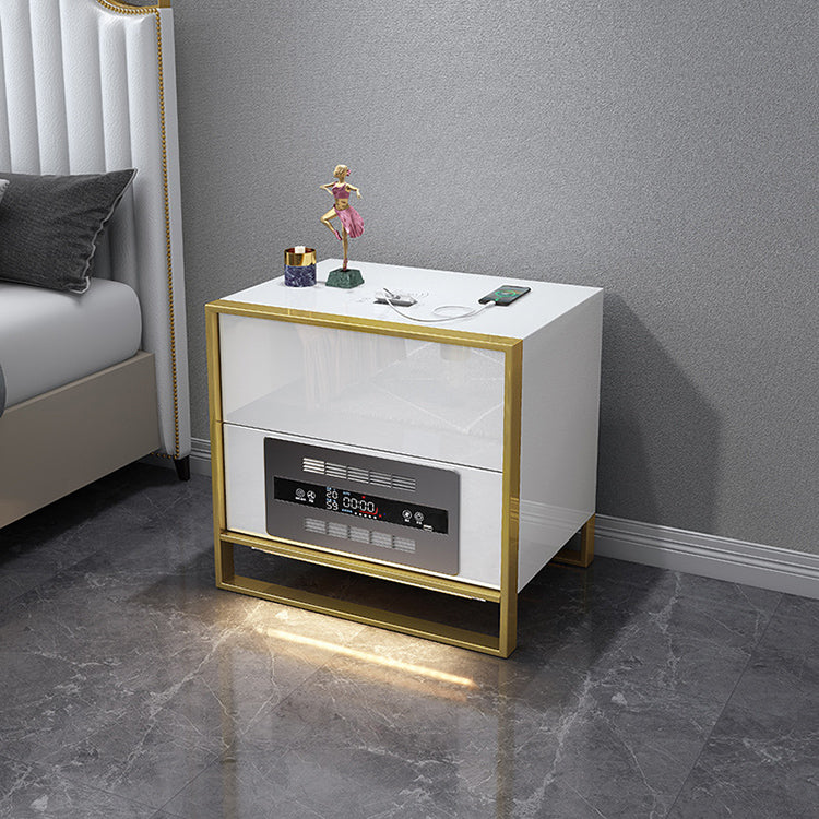 Nordic light modern luxury smart paint solid wood bedside table