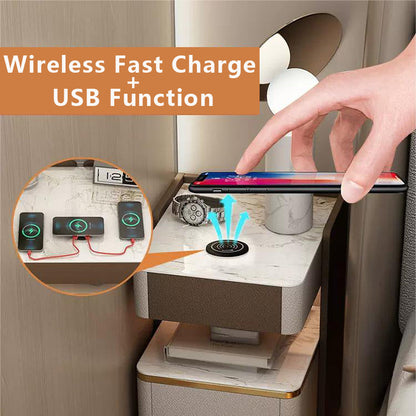 Smart Bedside Table Wireless Charging Fingerprint Lock