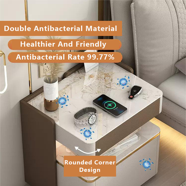 Smart Bedside Table Wireless Charging Fingerprint Lock