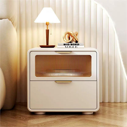 Simple modern cream style leather bedside table