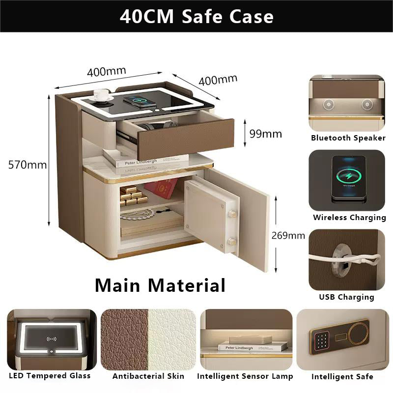 Smart Bedside Table Wireless Charging Fingerprint Lock