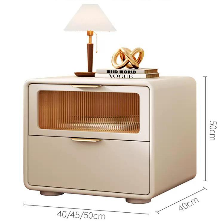 Simple modern cream style leather bedside table