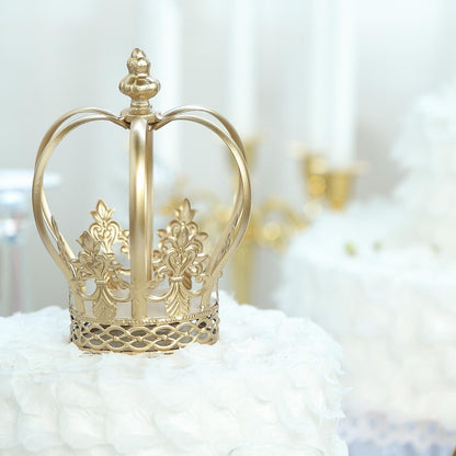 8" Gold Cake Toppers, Royal Crown Cake Toppers, Fillable Cake Crown, Metal Cake Toppers for Anniversary, Wedding, Birthday, Cake Decor