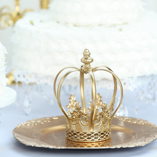 8" Gold Cake Toppers, Royal Crown Cake Toppers, Fillable Cake Crown, Metal Cake Toppers for Anniversary, Wedding, Birthday, Cake Decor