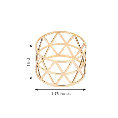Efavormart | 5 Pack | Geometric Napkin Rings, Napkin Holders For Table Setting, Wedding Napkin Rings, Dining Decor - Metallic Gold