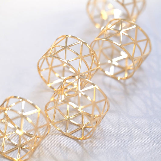 Efavormart | 5 Pack | Geometric Napkin Rings, Napkin Holders For Table Setting, Wedding Napkin Rings, Dining Decor - Metallic Gold