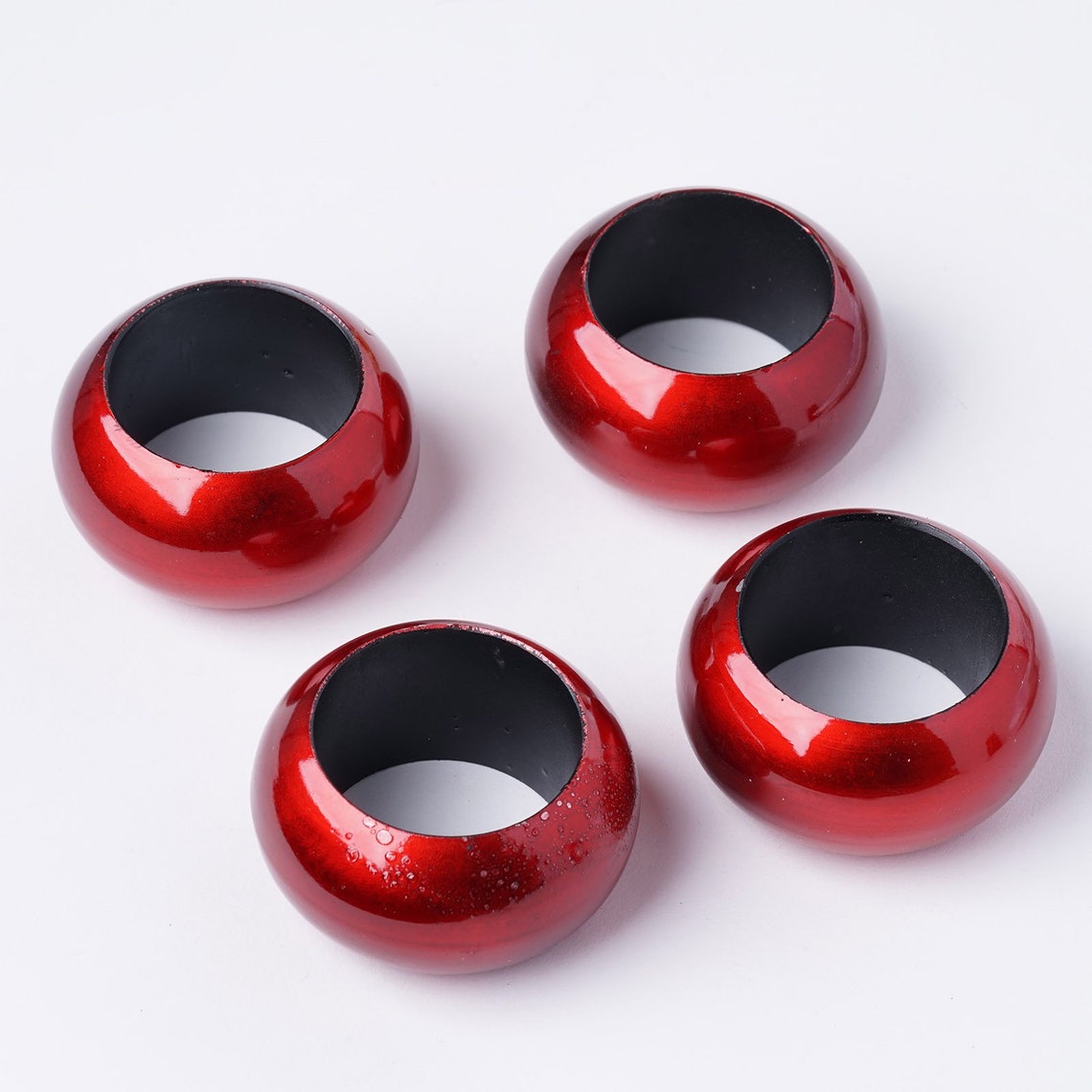 4 Pack Red Acrylic Napkin Rings, Napkin Holder, Napkin Ring Holders, Table Decor