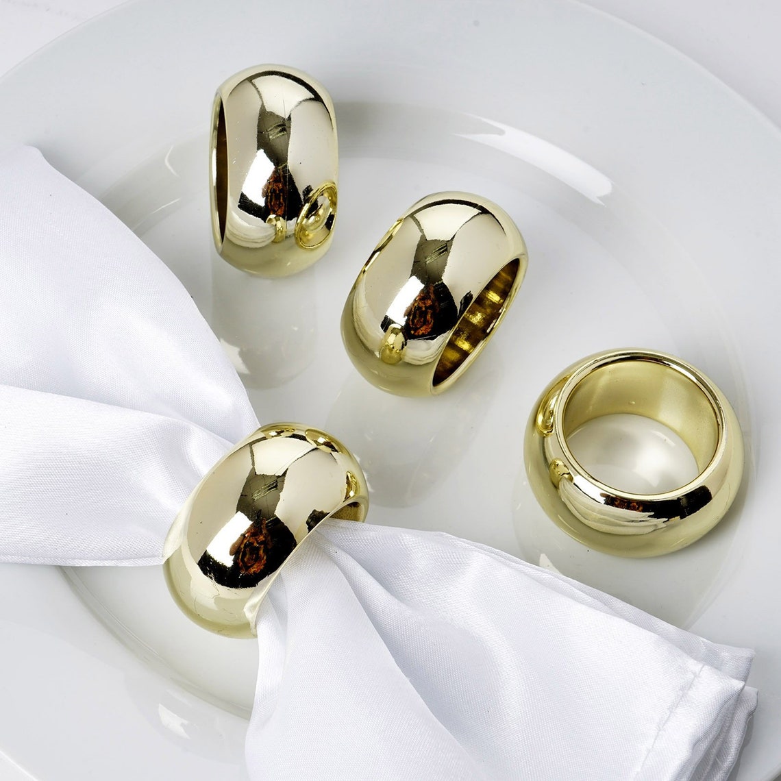 4 Pack Gold Acrylic Napkin Rings, Napkin Holder, Dinner Napkin Rings, Table Decor